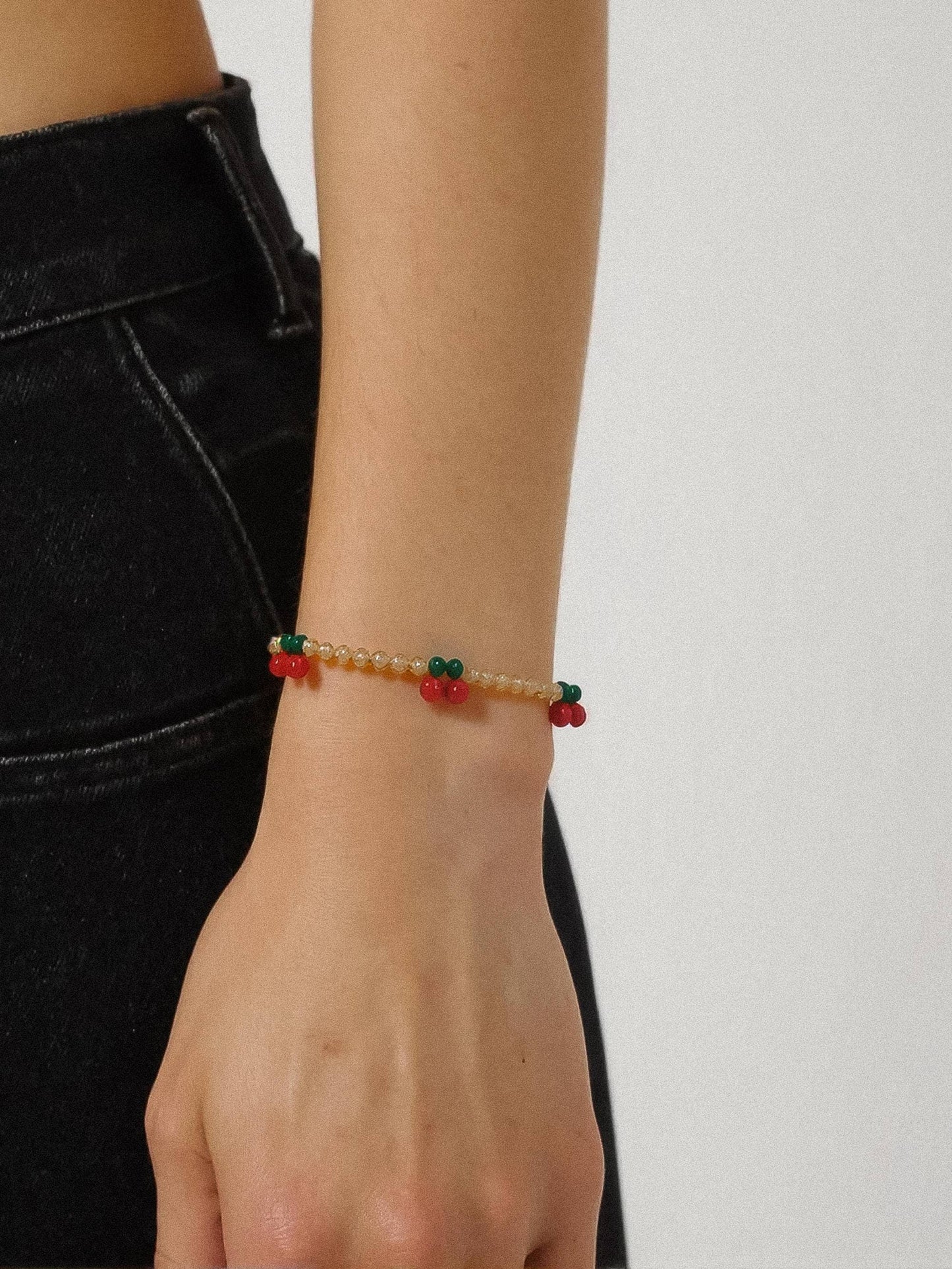 Quentin 18K Gold Handmade Beaded Cherry Bracelet