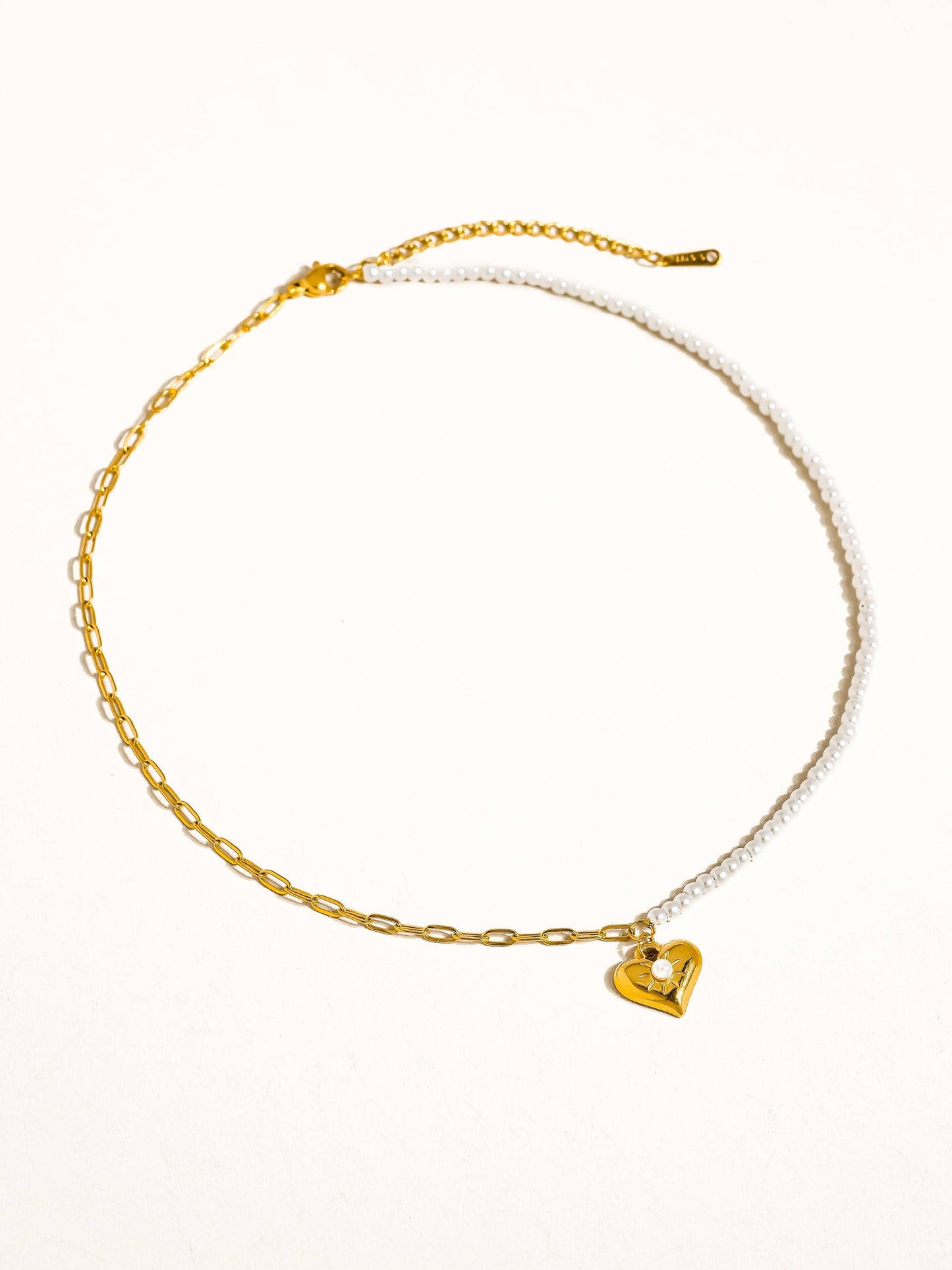 Kai 18K Gold Non-Tarnish Pearl Chain Heart Necklace