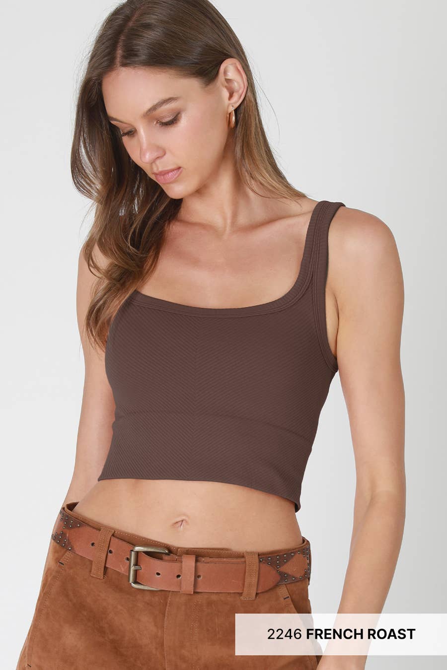 Chevron Ribbed Crop Top
