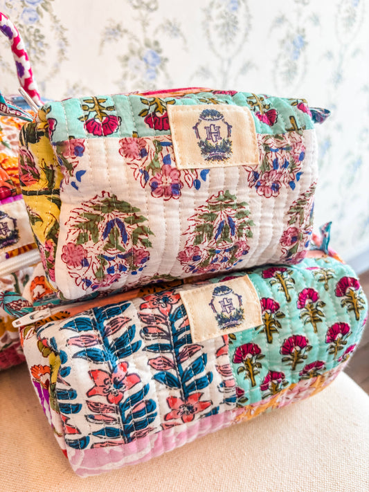 Wildflower Patch | Quilted Cosmetic Bags-set of 3