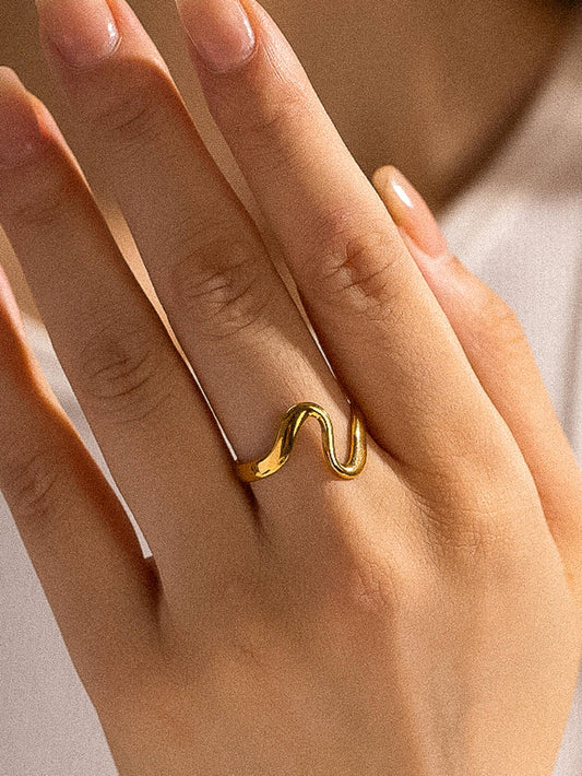 Arther 18K Gold Non-Tarnish Abstract Thin Ring