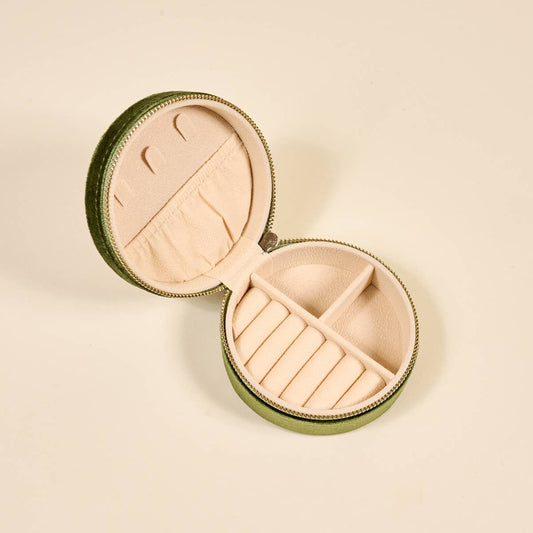 Round Velvet Jewelry Case-Strawberries