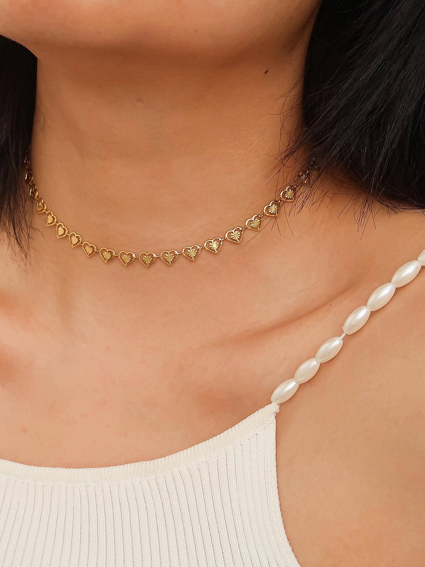 Agathe 18K Gold Non-Tarnish Dainty Heart Choker