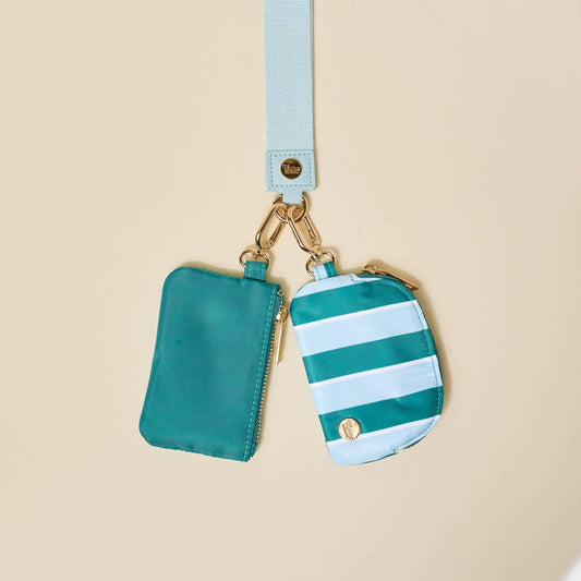 Dynamic Duo Pouch Wristlet–Sicily Stripes Teal