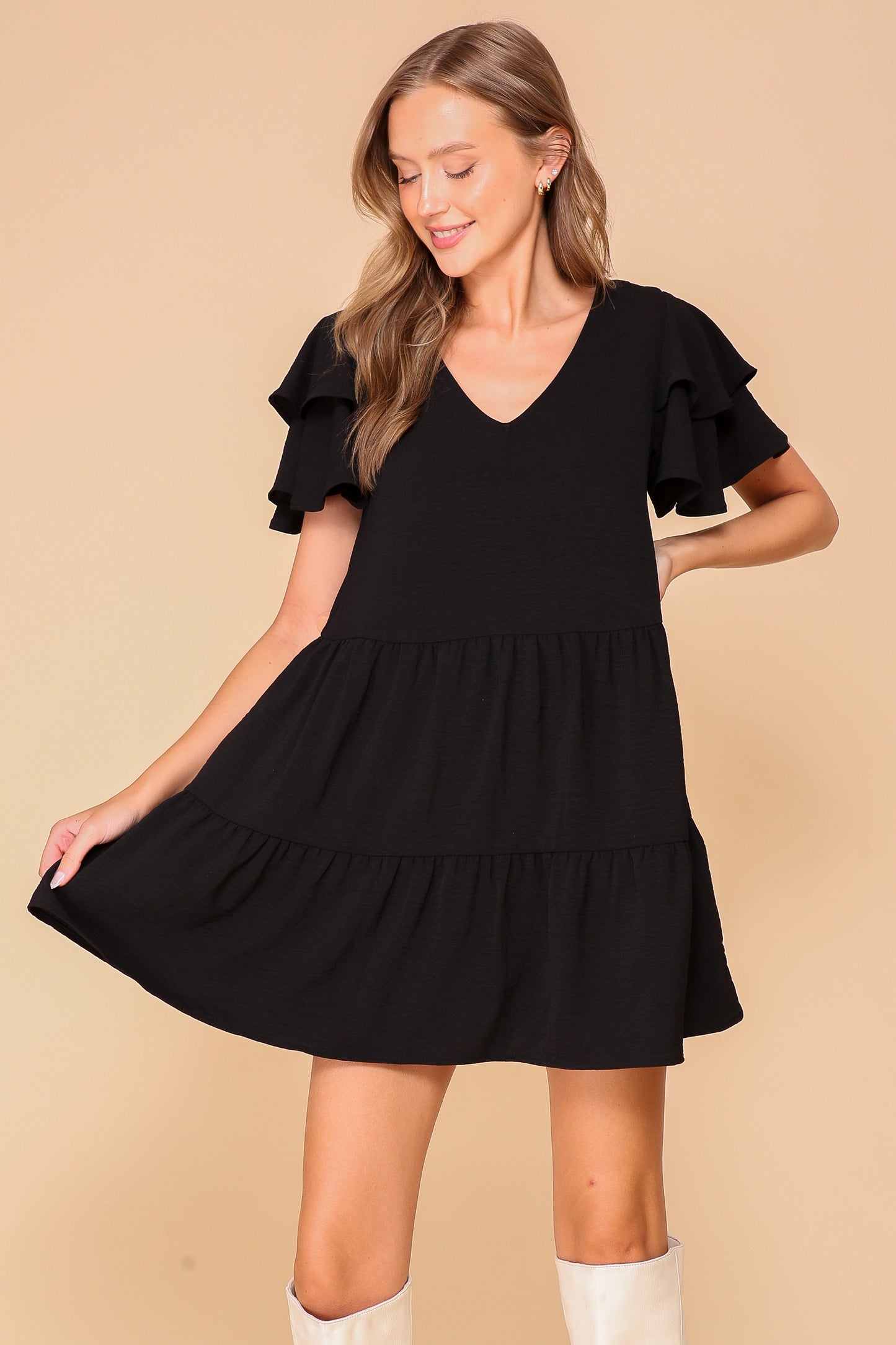 Sofia Flutter Sleeve Dress