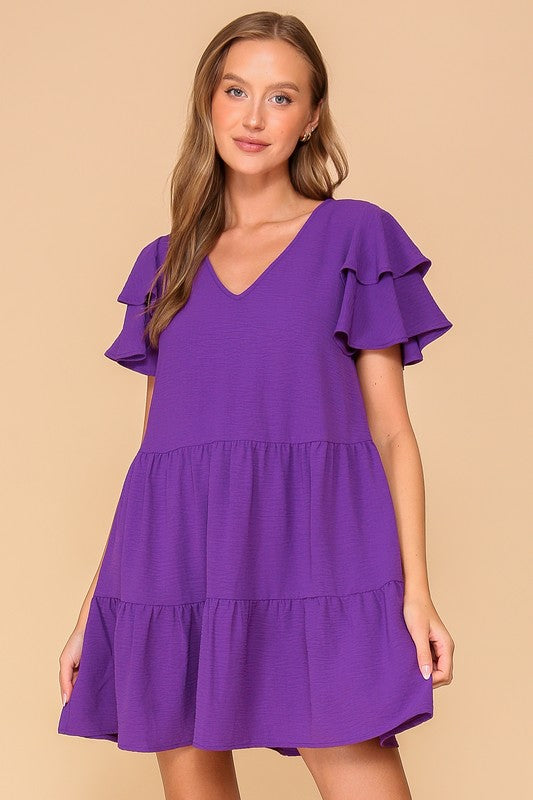 Sofia Flutter Sleeve Dress