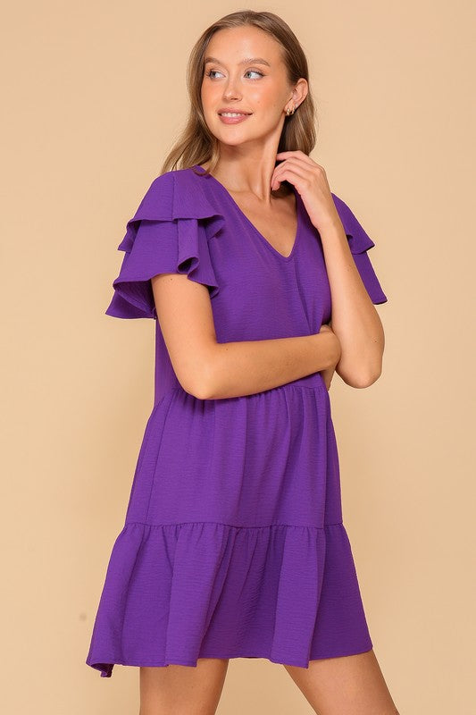 Sofia Flutter Sleeve Dress