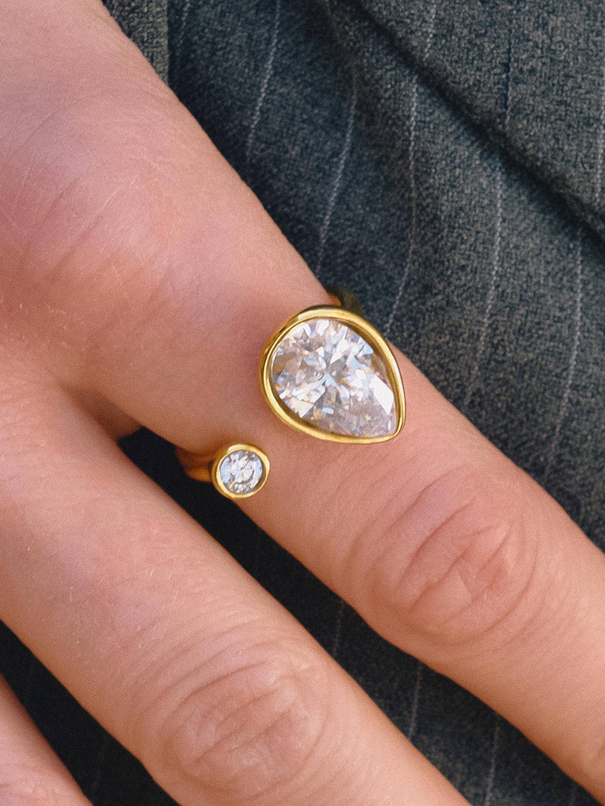 Kellan 18K Gold Non-Tarnish Tarnish CZ Open Ring