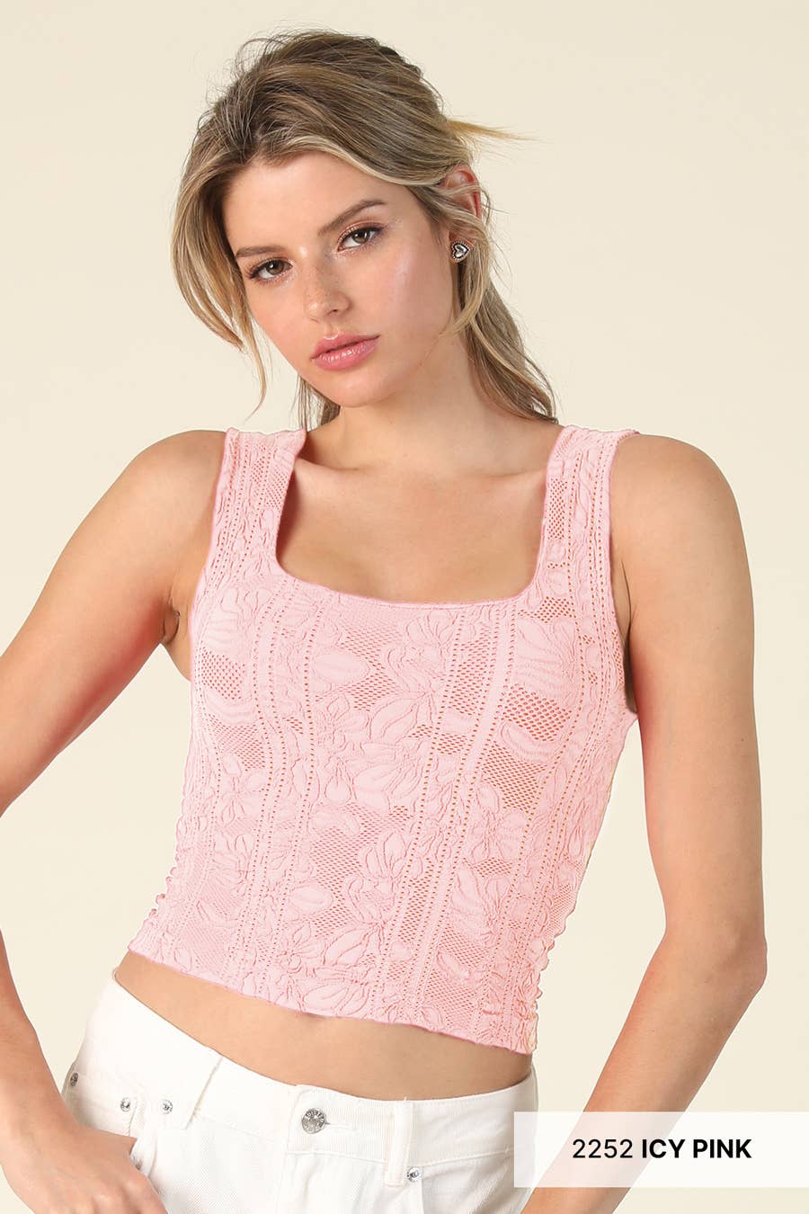 Double Lace Square Crop Top