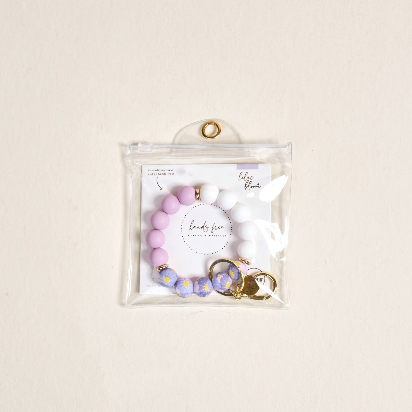 Hands–Free Keychain Wristlet–Lilac Bloom