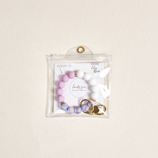 Hands–Free Keychain Wristlet–Lilac Bloom