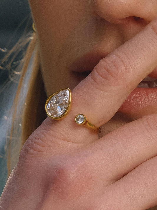 Kellan 18K Gold Non-Tarnish Tarnish CZ Open Ring