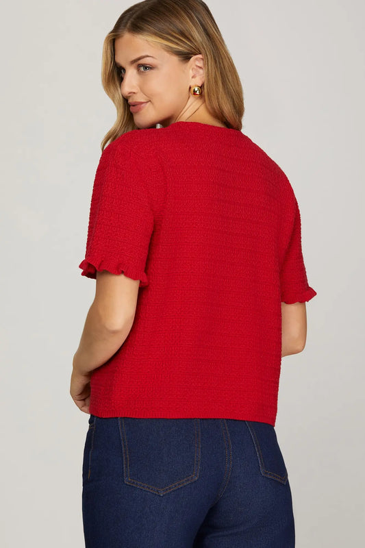 Ruffle Pocket Sweater