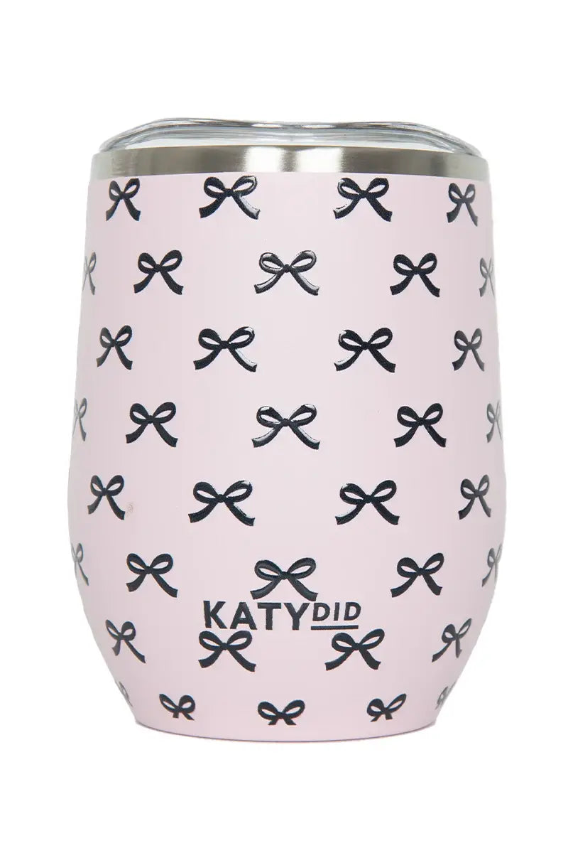 Black & Pink Mini Bows Wine Tumbler