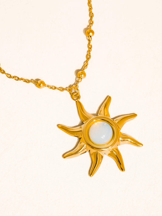 Astoria 18K Gold Non-Tarnish Sun Pendant Chain Necklace
