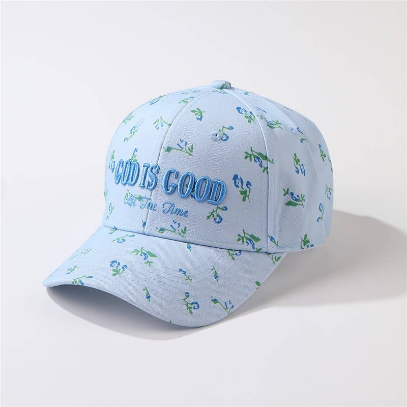 "God Is Good All The Time" Floral Baseball Cap