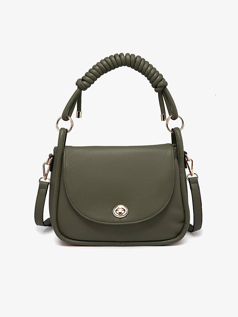 Effie Messenger Satchel Bag w/ Knotted Handle