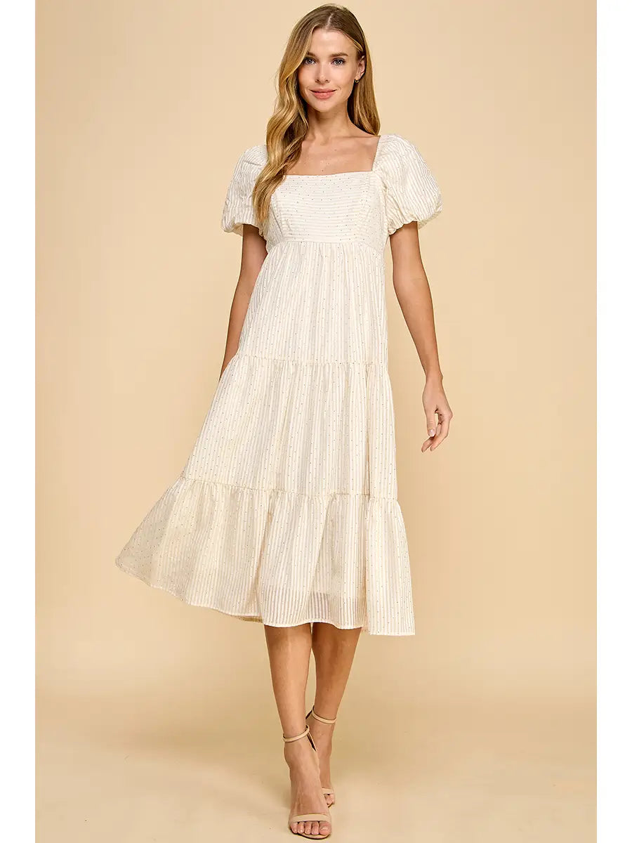 Gilded Bubble Sleeves Dress