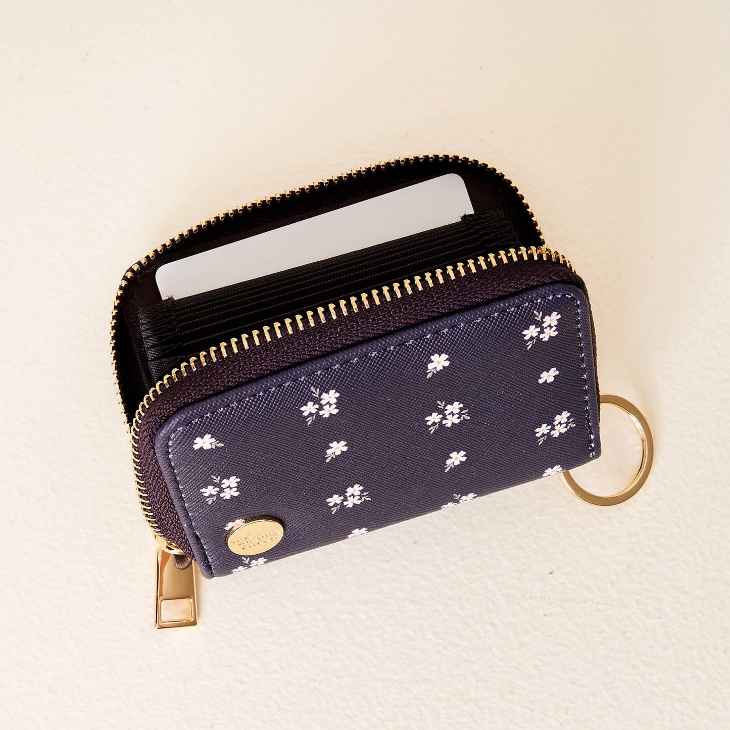 Zip Around Wallet-Pretty Posies Navy