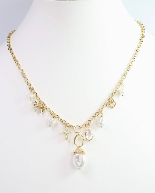 Packard Pearl Charm Necklace Gold