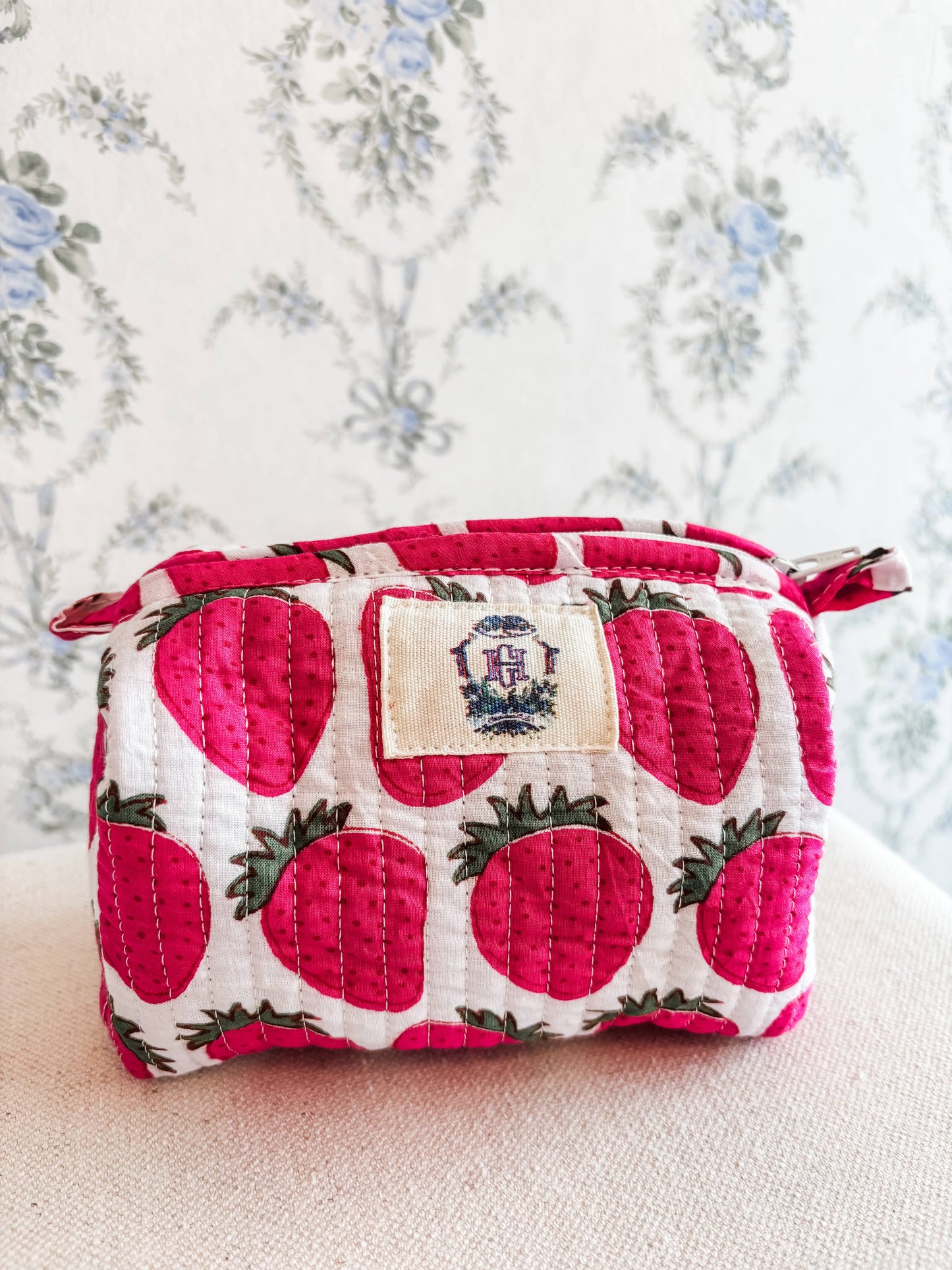 Sassy Strawberry Quilted Cosmetic Bags-set of 3