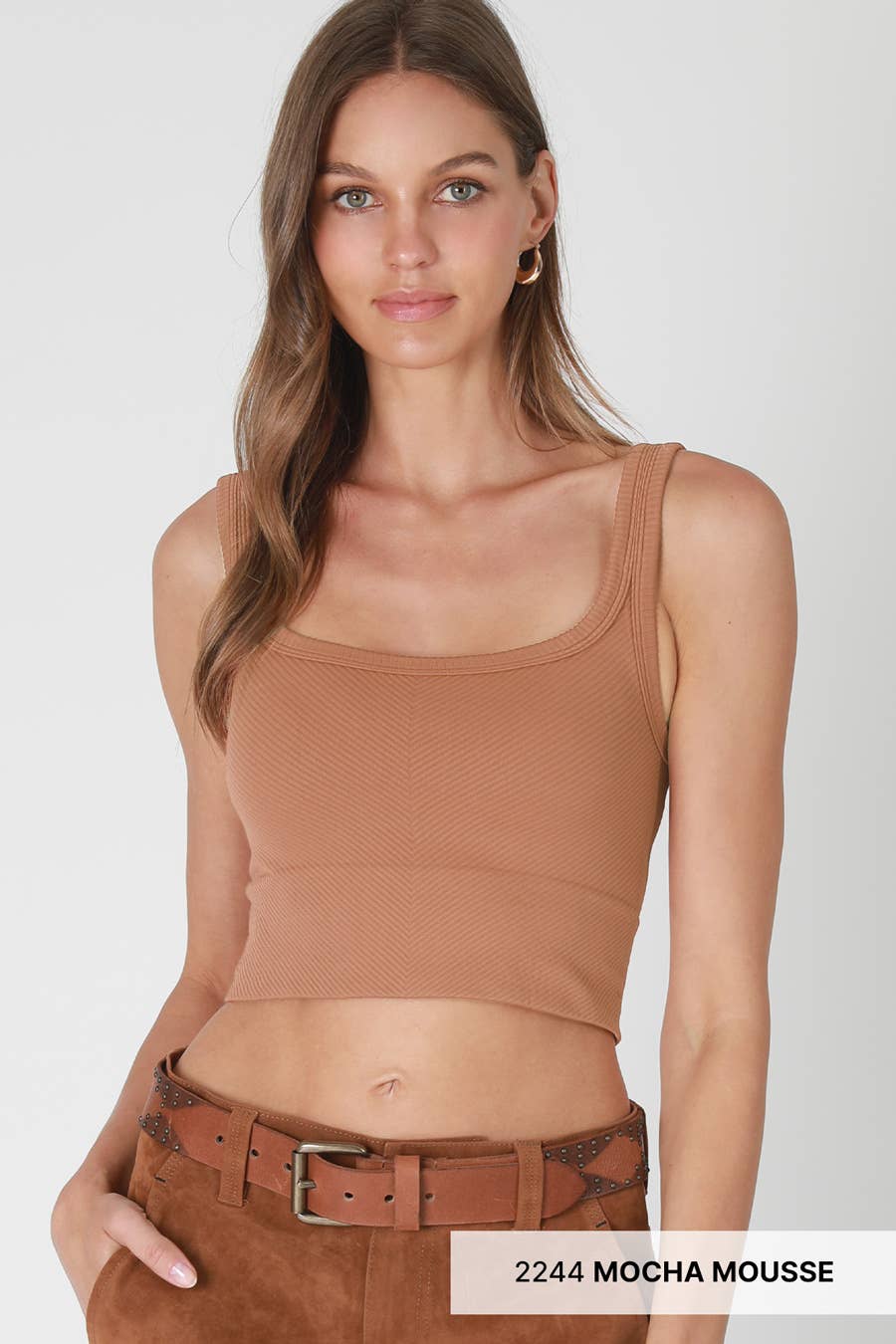 Chevron Ribbed Crop Top