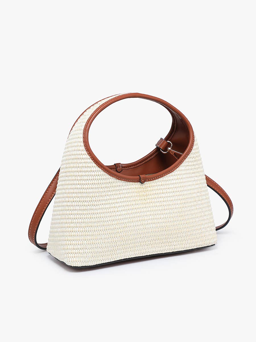 Catalina Rounded Straw Satchel w/ Crossbody Strap
