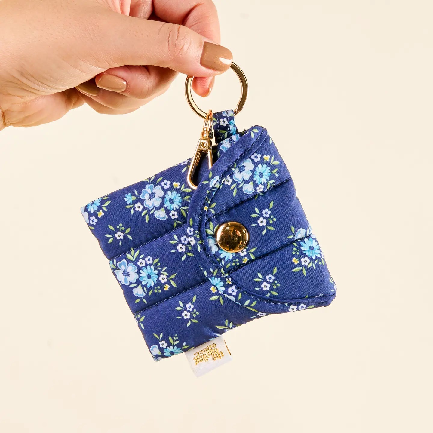 Puffy Earbud Case Keychain-Endless Daydream Navy