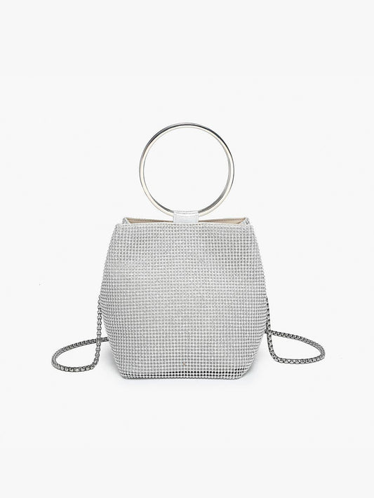 Luna Rhinestone Clutch – Circular Handle Bag