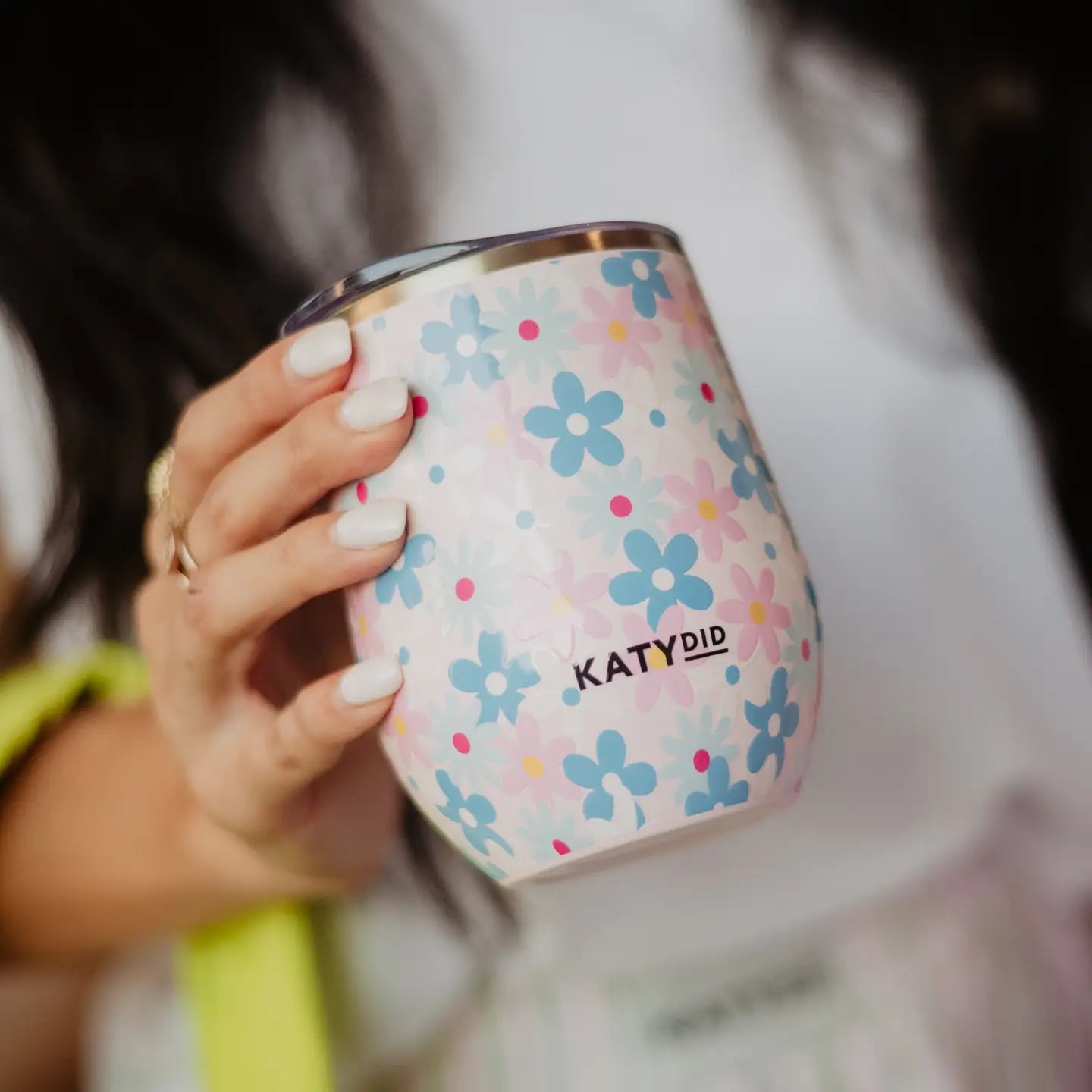 Dainty Florals Wine Tumbler with Lid