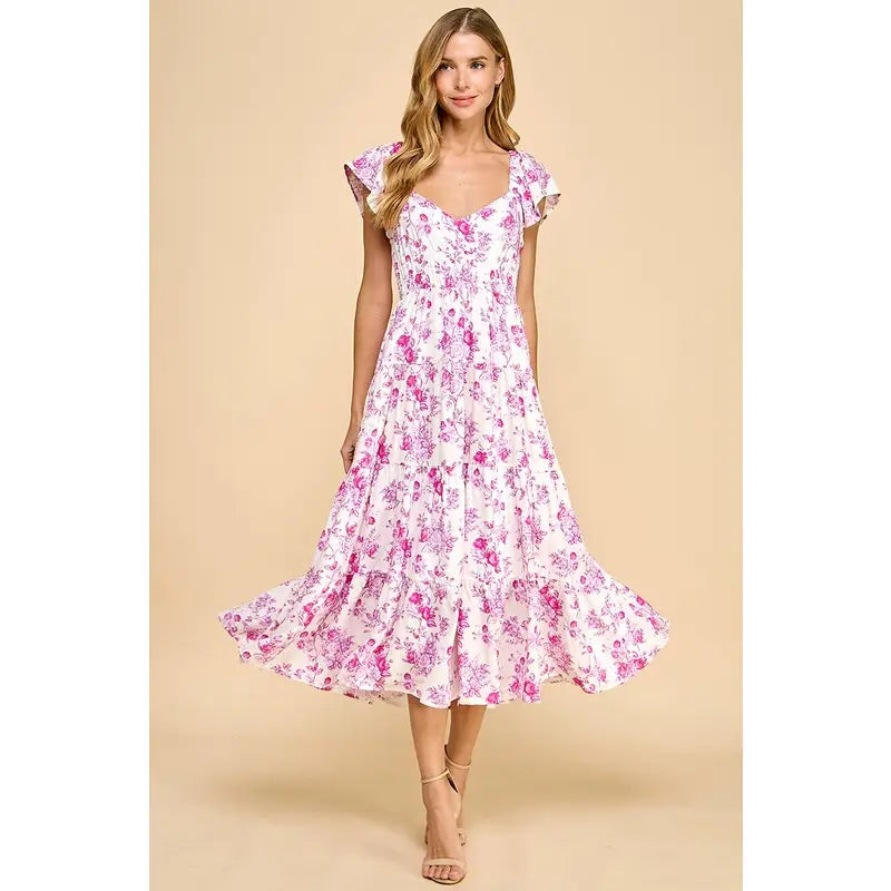 Floral Elegance Sweetheart Dress