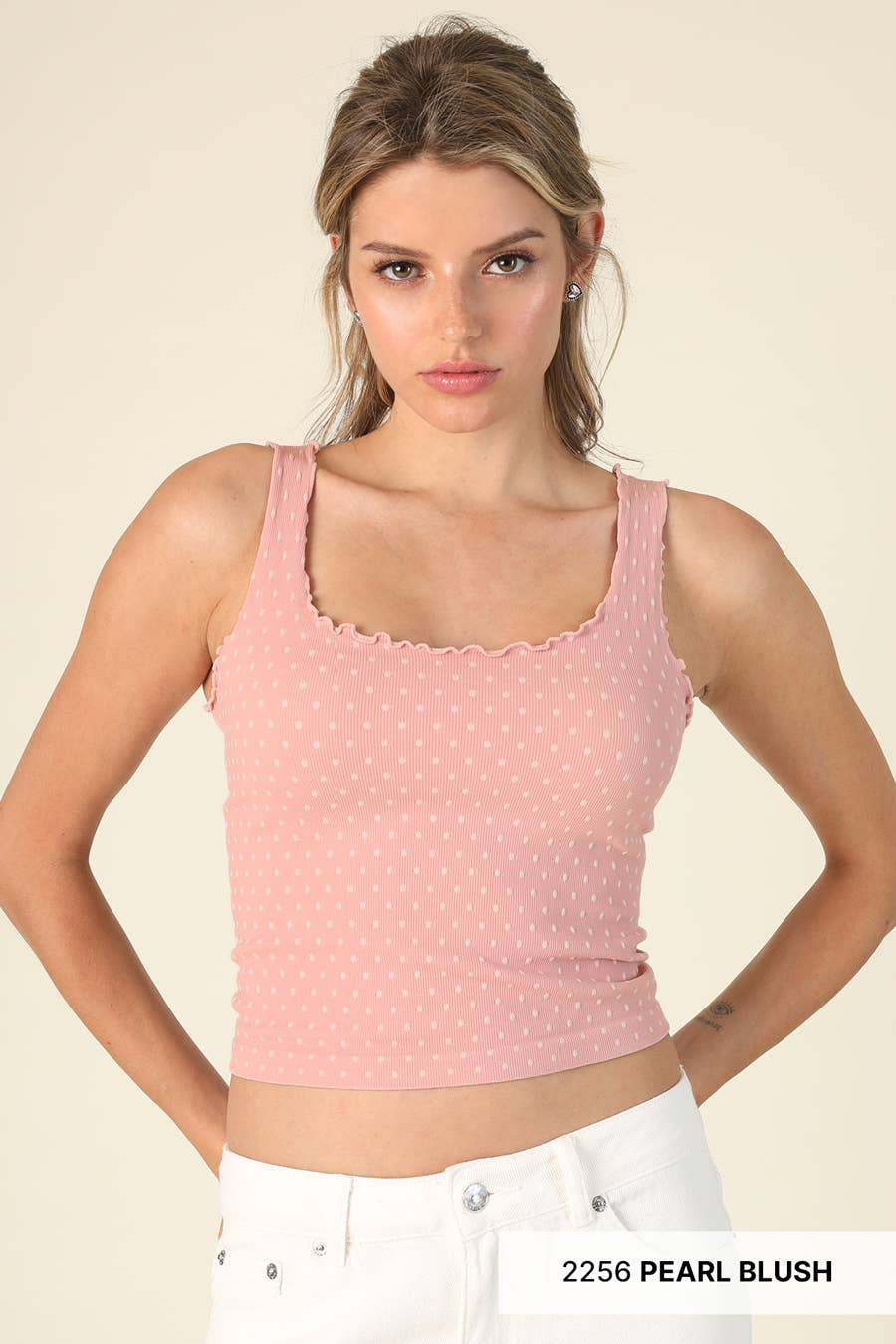 Polka Dot Edge Crop Top