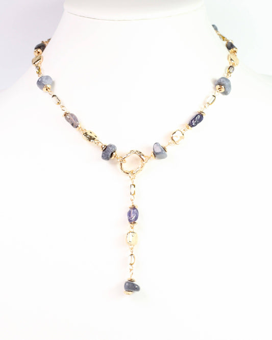 Letti Stone Y Necklace Grey