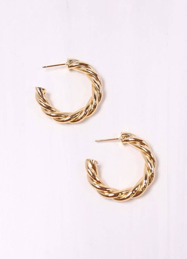 Joshamee Twisted Hoop Earring SHINY GOLD
