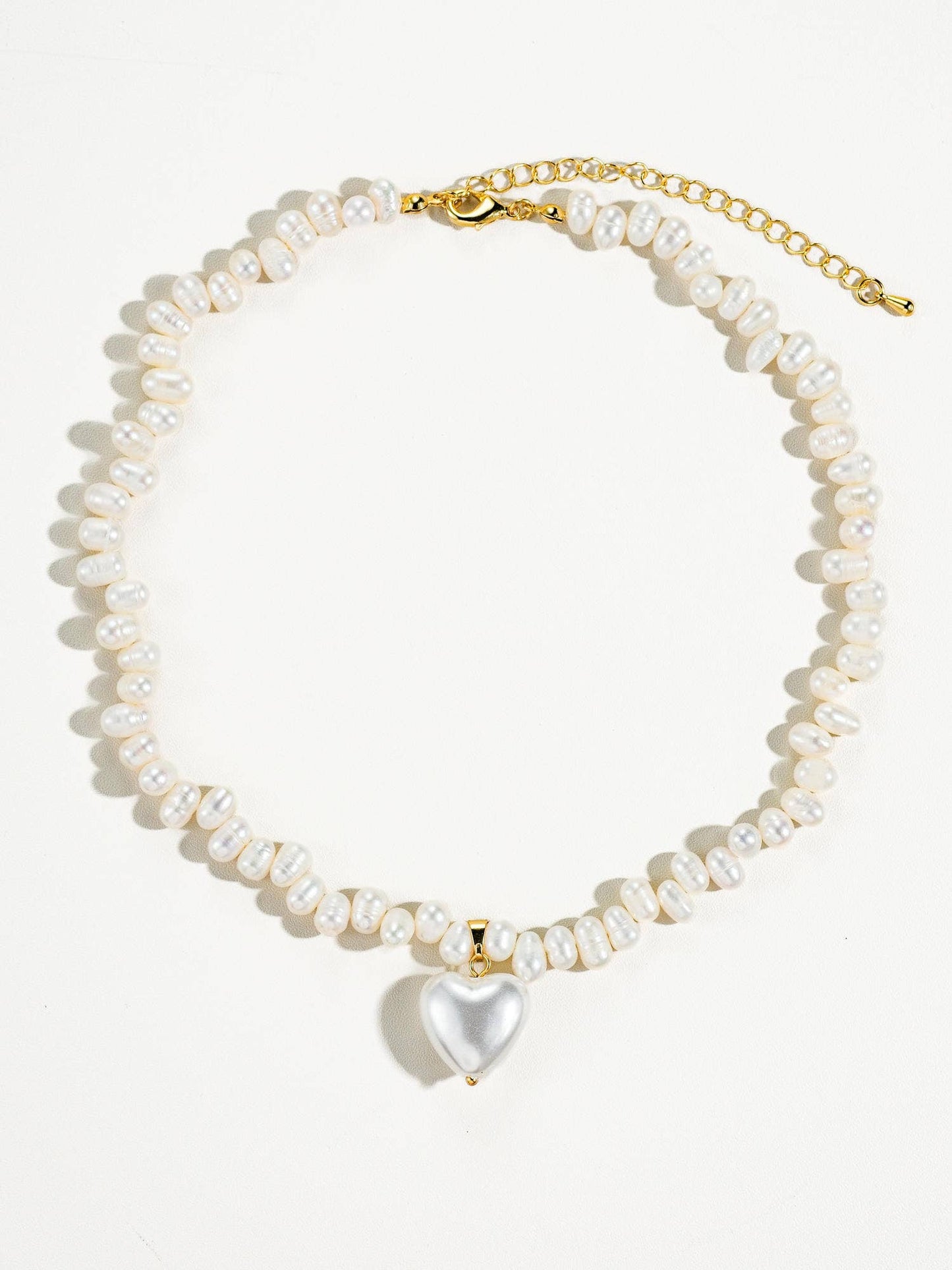 Agape 18K Gold Natural Pearl Heart Choker