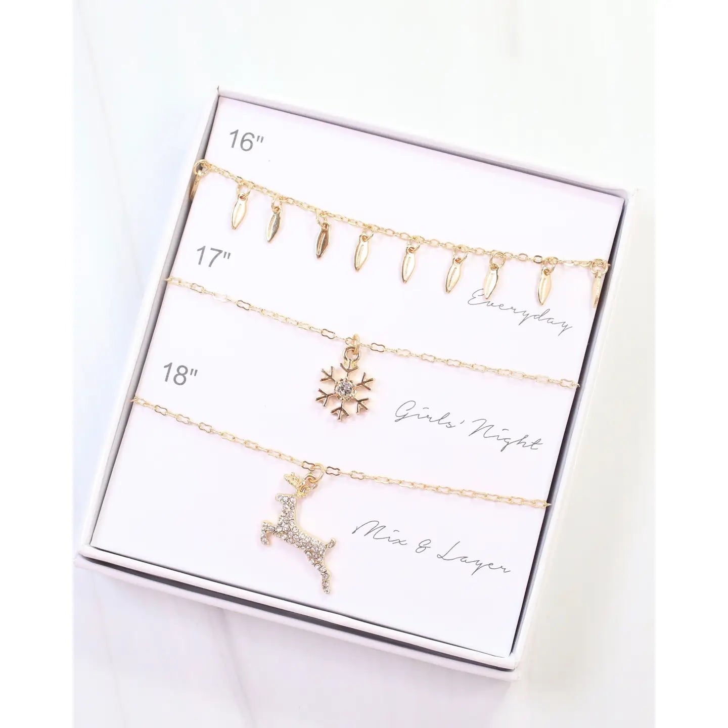 Reindeer Sparkle Necklace Set Gold