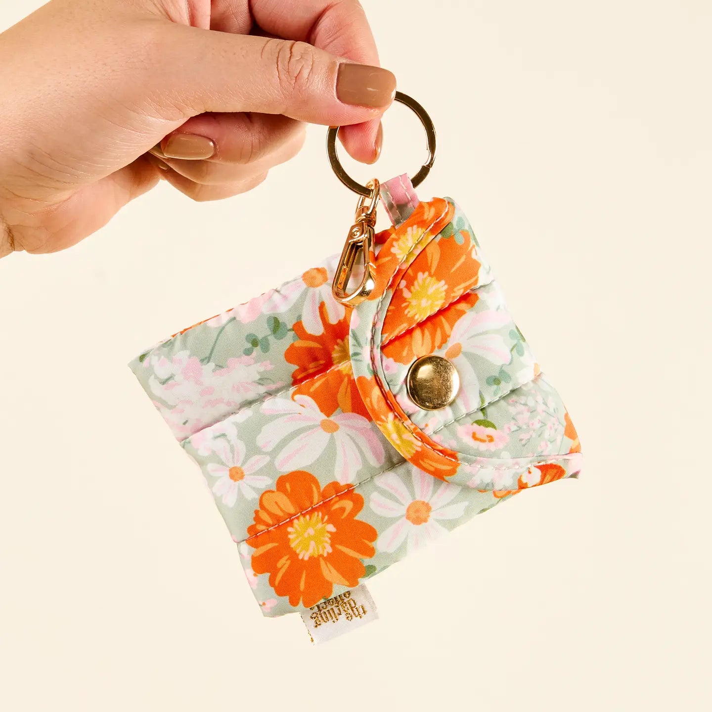Puffy Earbud Case Keychain-Bouquet Beauty Sage