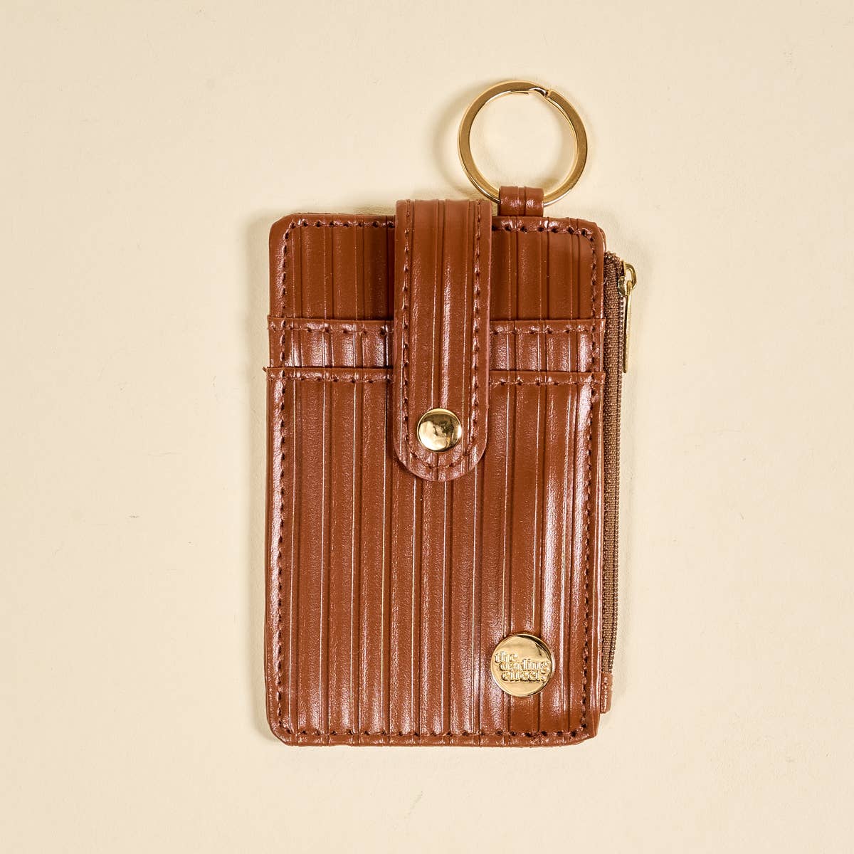 Ripple Ridge Keychain Wallet–Cognac