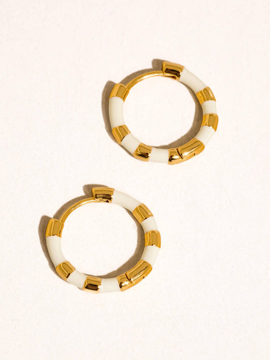 Avielle 18K Gold Vintage Enamel Hoop Earring