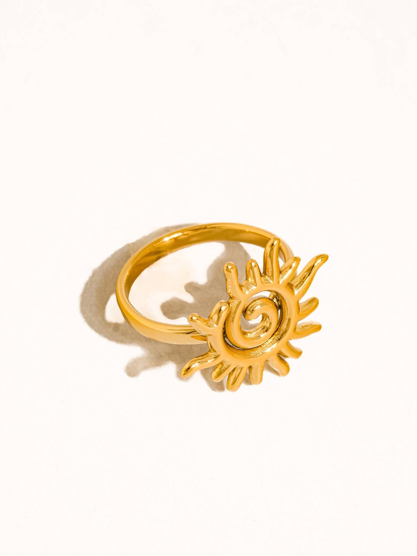 Starwyn 18K Gold Non-Tarnish Sun Spiral Statement Ring