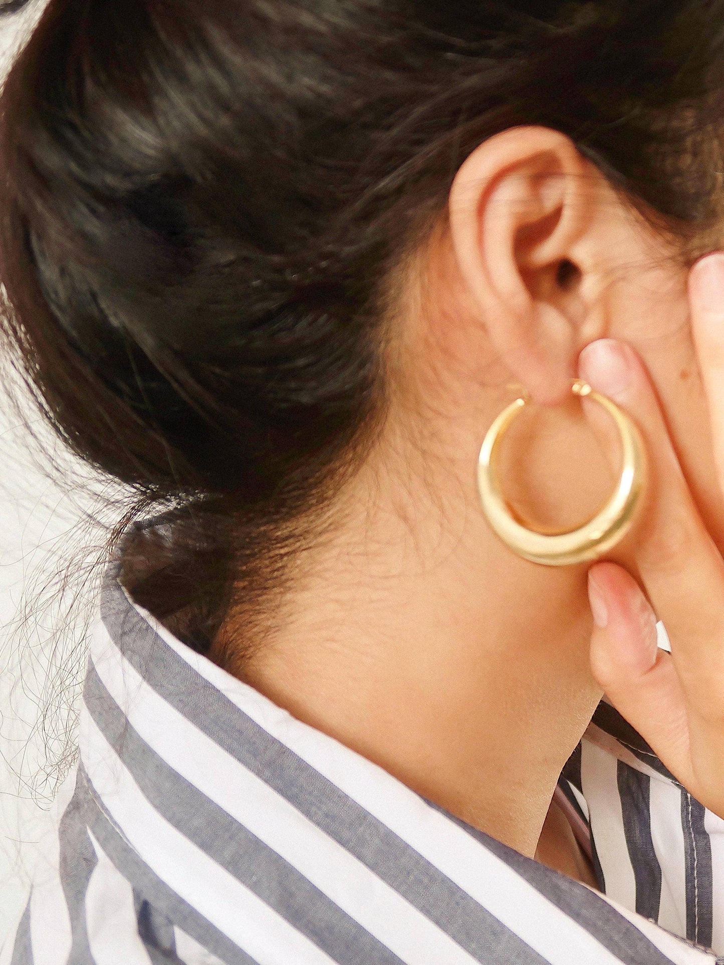Galene Non-Tarnish Classic Large Hoop Earring
