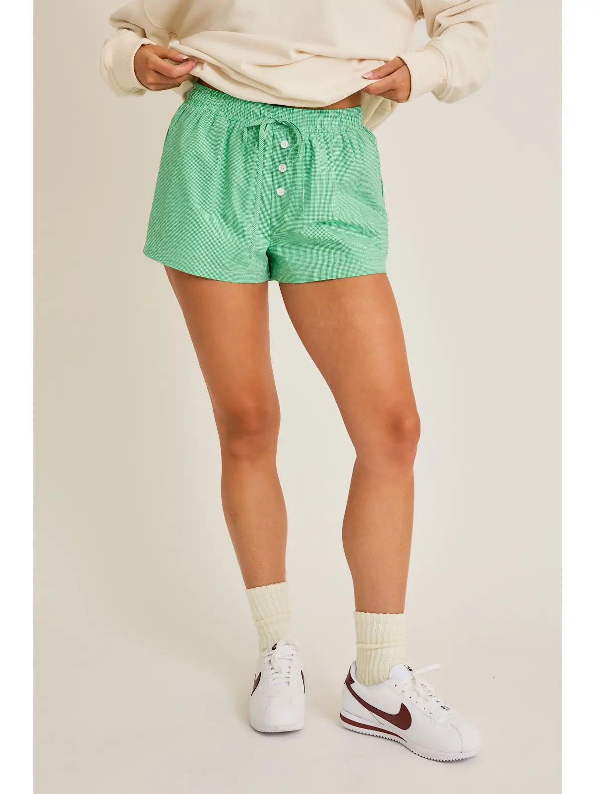 Check Waist Tie Shorts