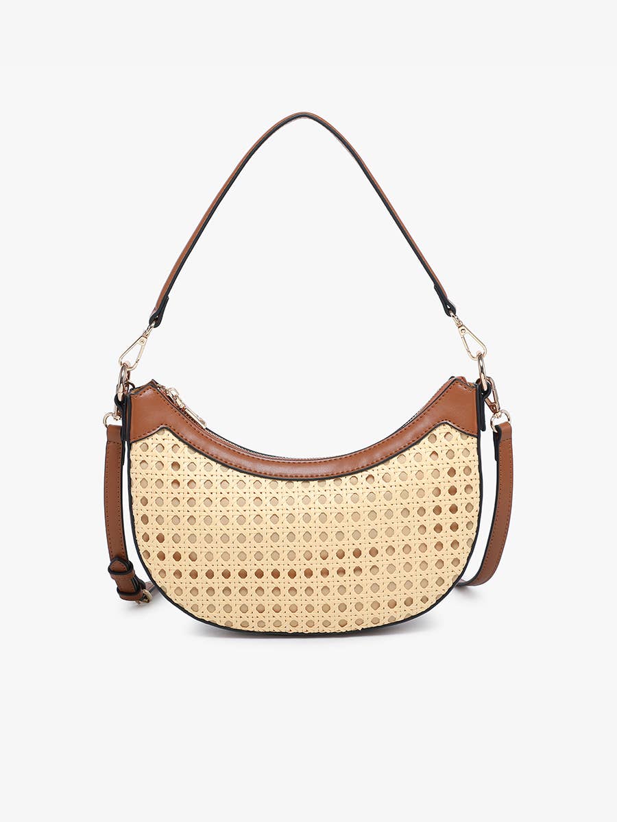 Daisy Half-Moon Rattan Crossbody w/ Contrast
