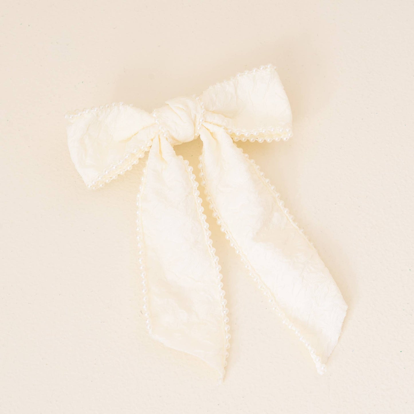Pearl Hair Bow- Cream