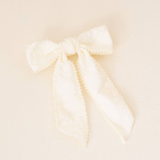 Pearl Hair Bow- Cream