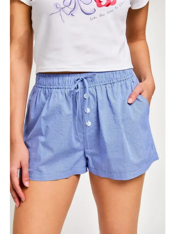 Check Waist Tie Shorts