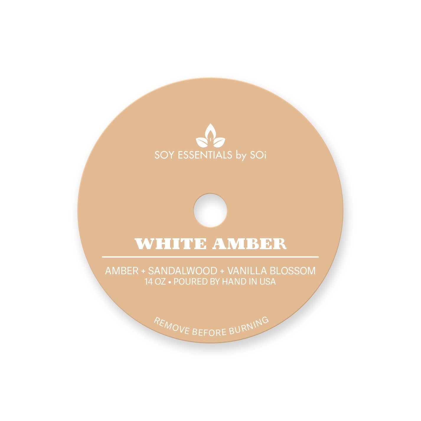 White Amber 14oz Ceramic Candle