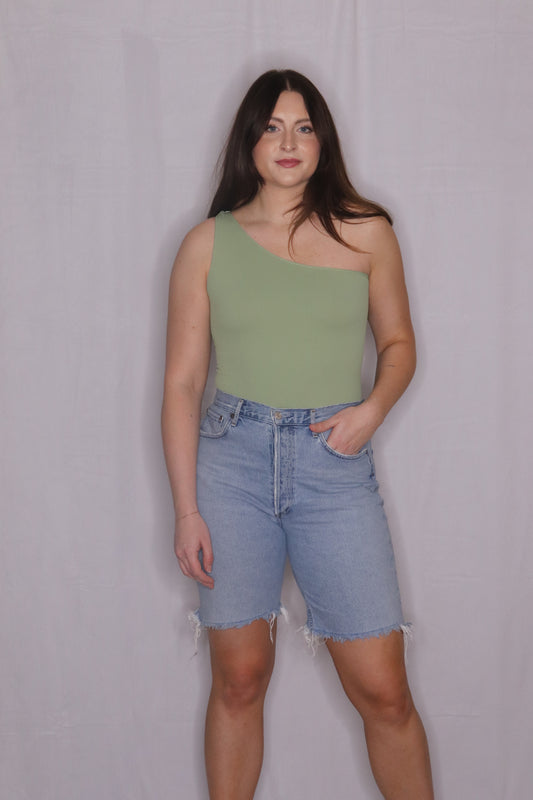 The Taylor Bodysuit- Ribbed One Shoulder Bodysuit