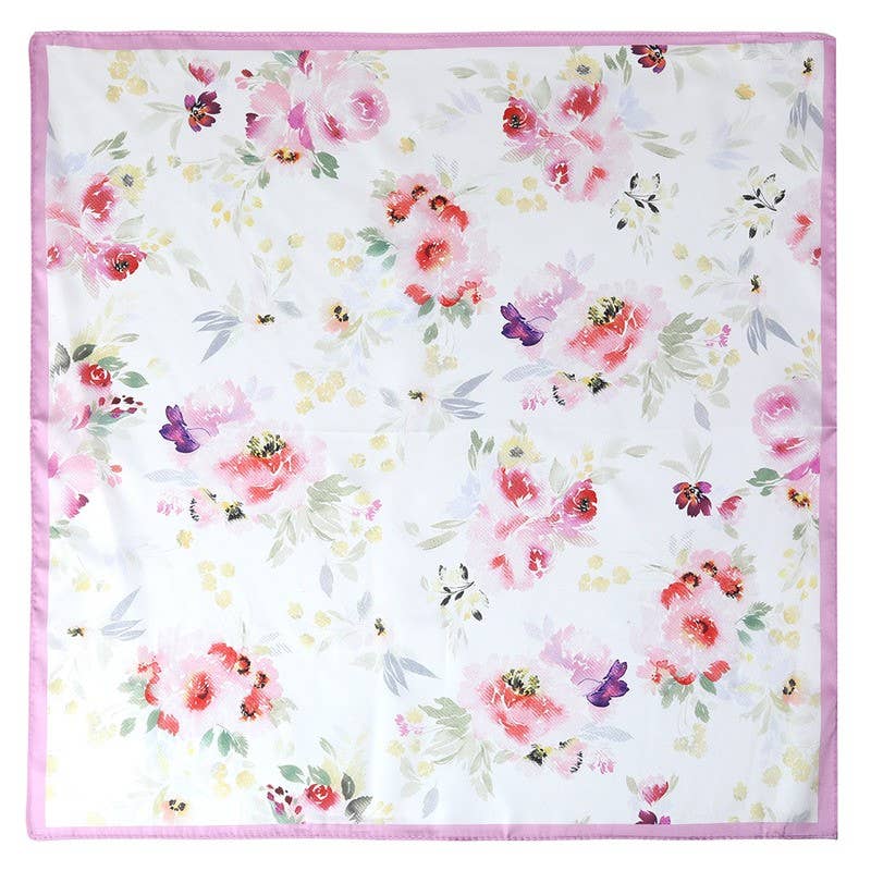 Floral Print Silk-Finish Bandana Scarf