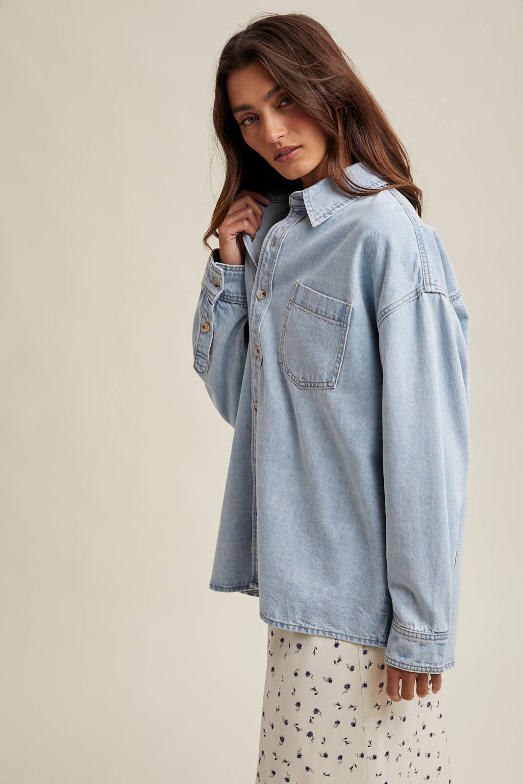 Washed Denim Button-Up